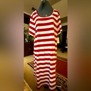 Red and White Striped Long Dress
